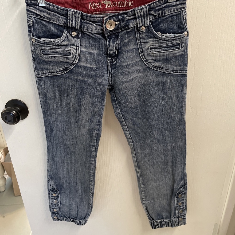Y2K Abercrombie And Fitch Medium Wash Streetwear Pant Button Ankle 29 Waist